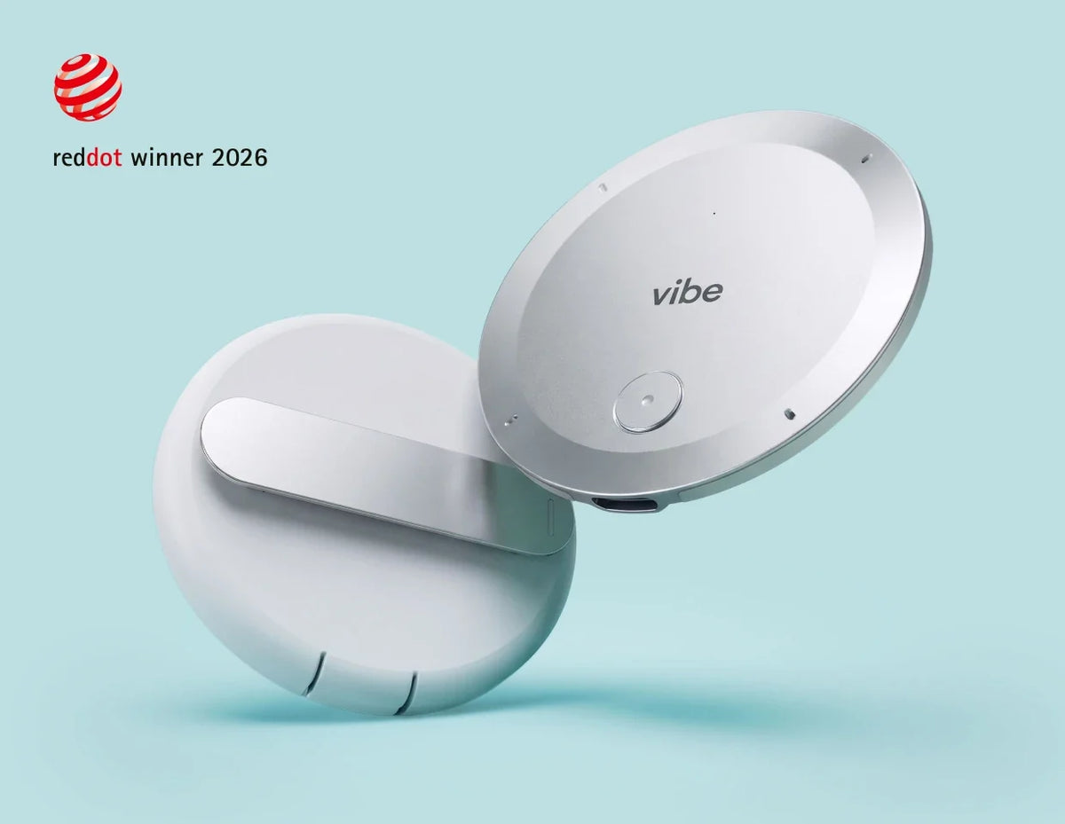 The Vibe Dot with its charging case, the more expensive of the two devices compared here. Photo via Vibe