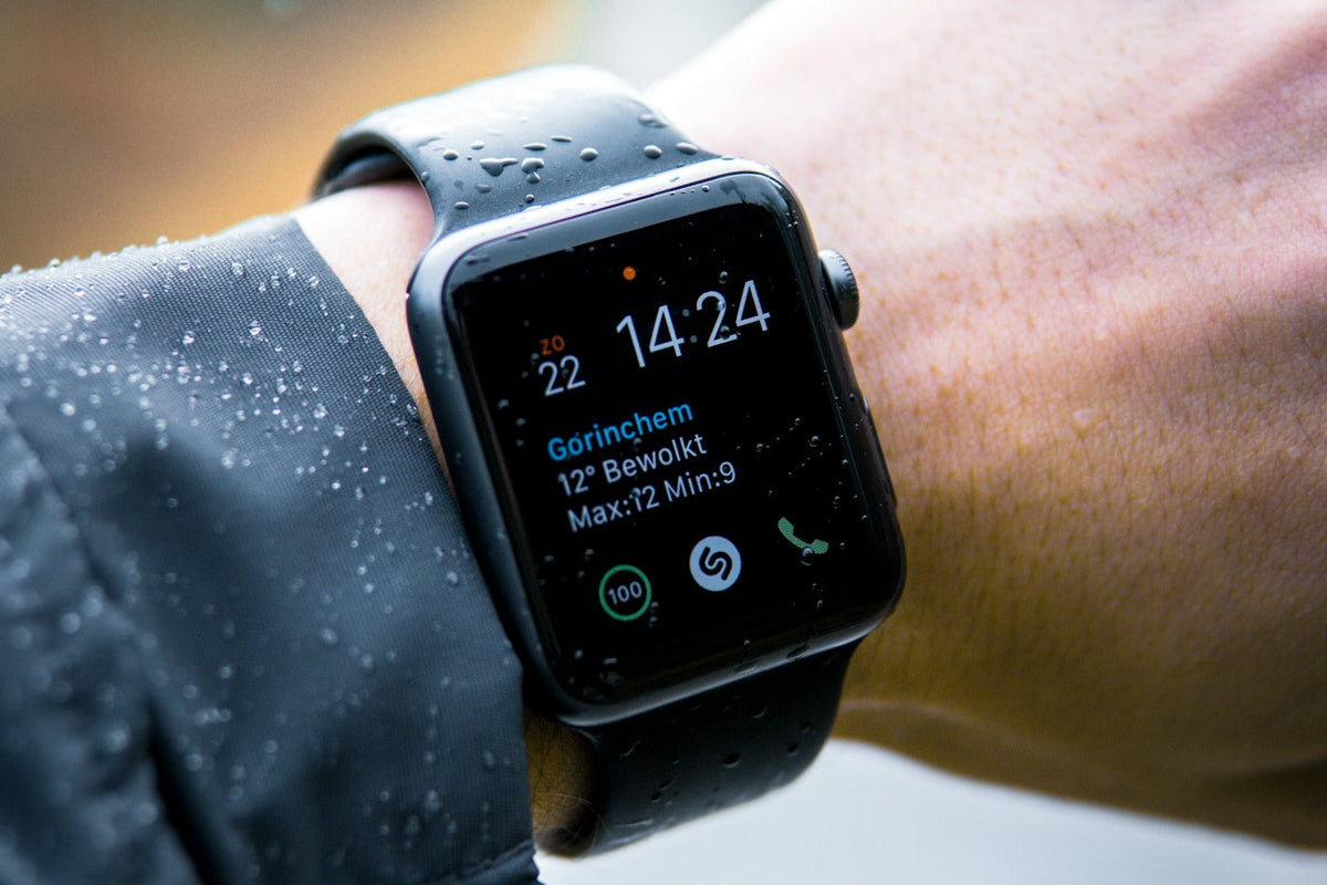 An Apple Watch worn on a wrist, the device Audio Intelligence runs on
