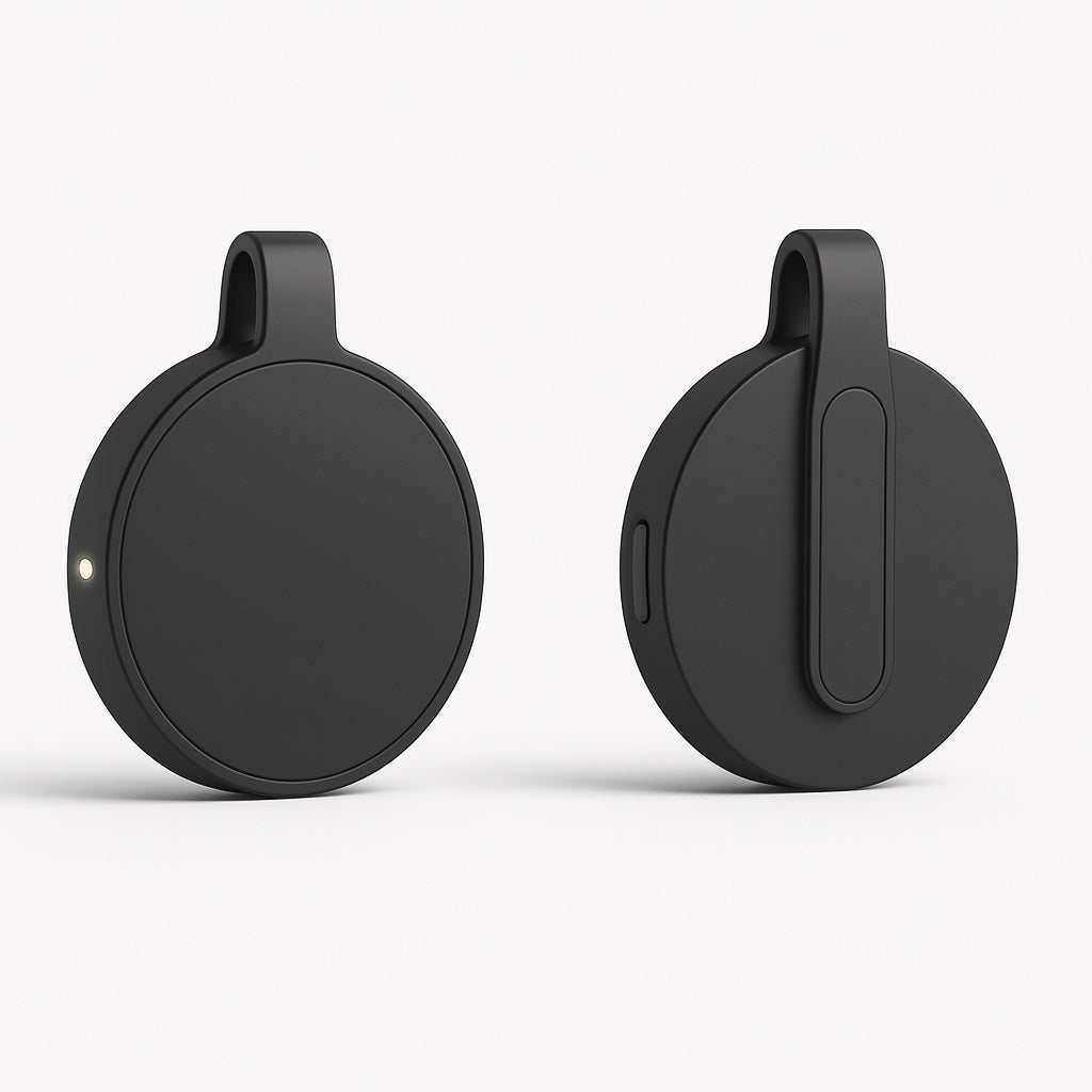The Reflecti AI pendant, which clips to clothing or hangs on a chain. Photo via Reflecti