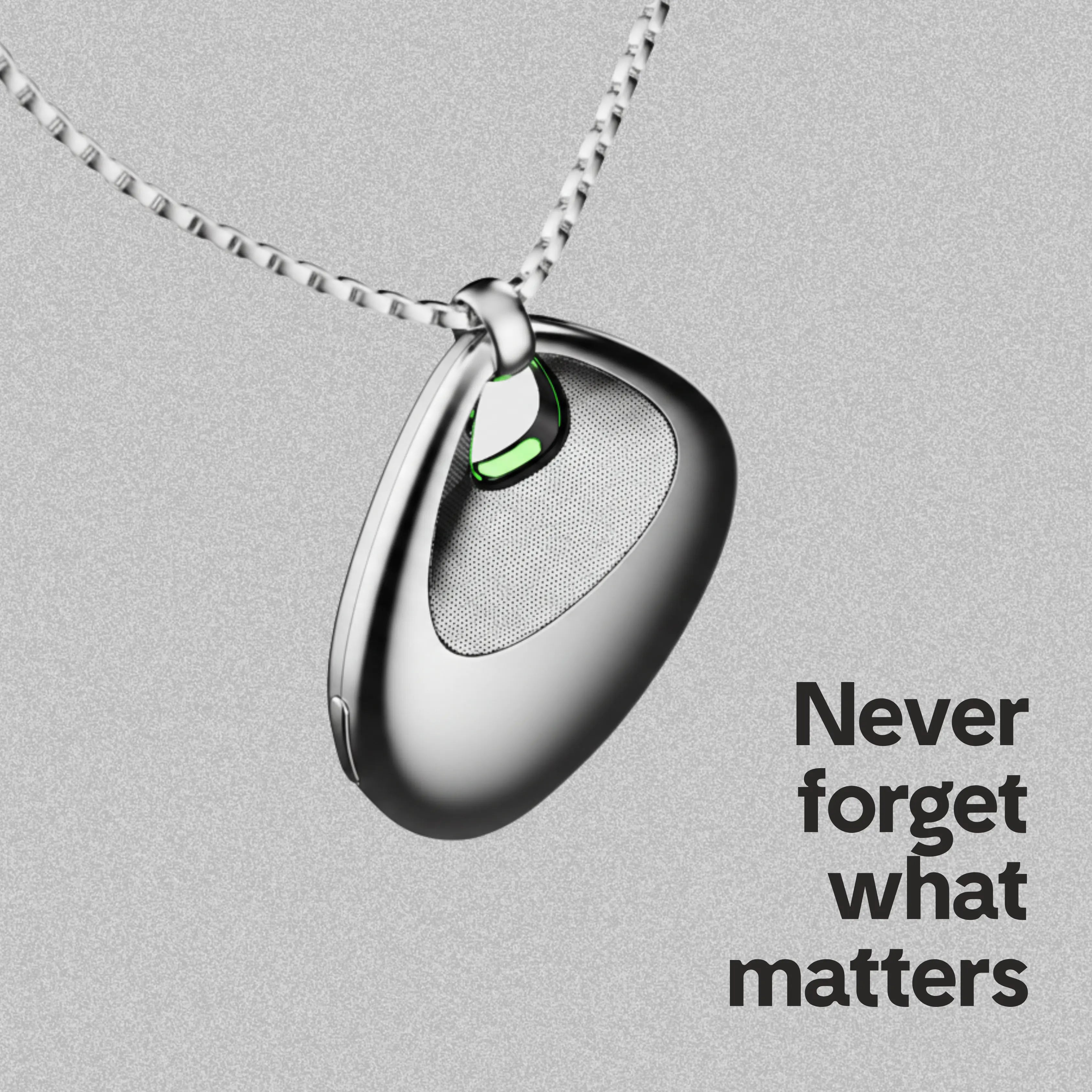 The Legend AI pendant, showing the Halo light that indicates when it is transcribing