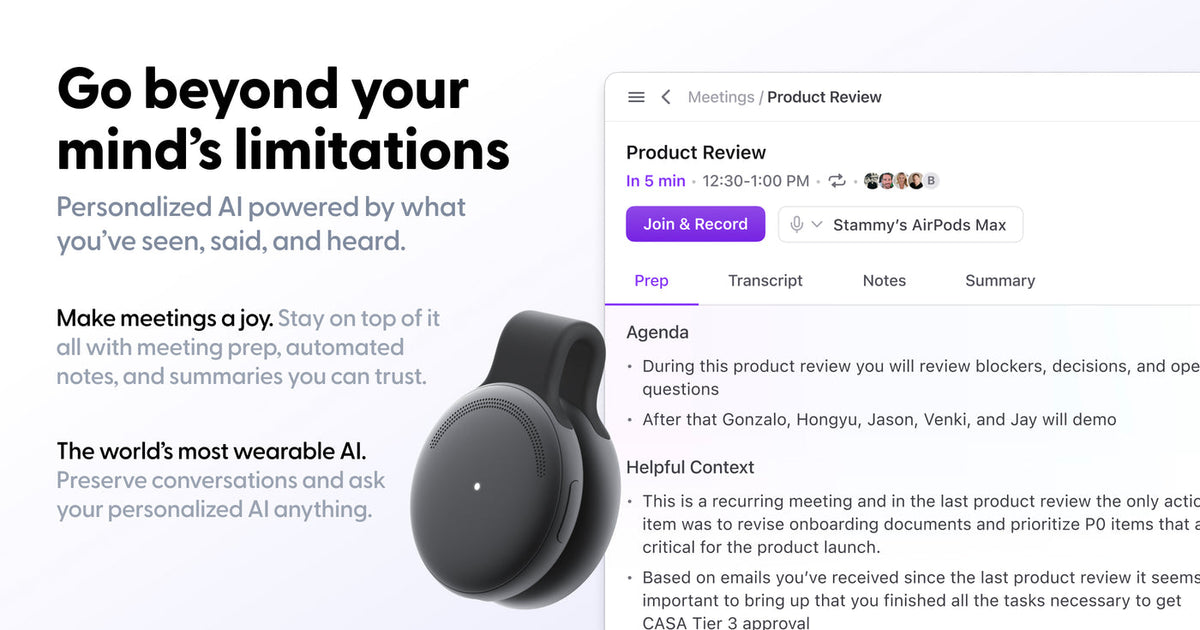 The Limitless Pendant, the clip-on AI recorder Limitless has stopped selling. Photo via Limitless