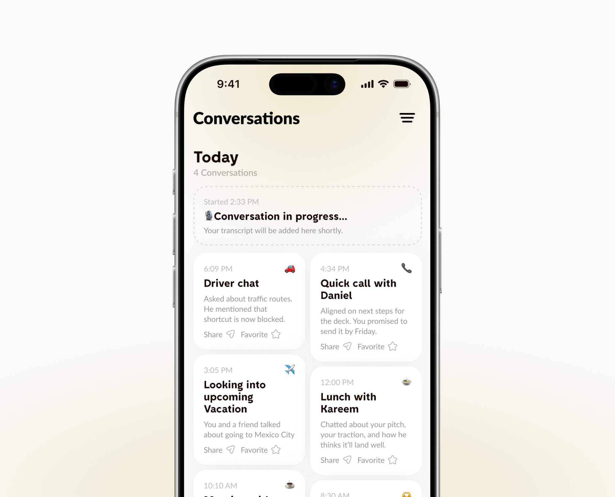 legend app conversation tab